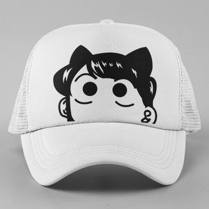 NEW Komi Can’t Communicate Cat Chibi Peeker Foam Trucker Mesh Snapback Hat WHITE